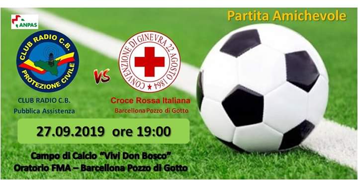 Barcellona PG. Partita amichevole di calcio Protezione Civile – Croce Rossa