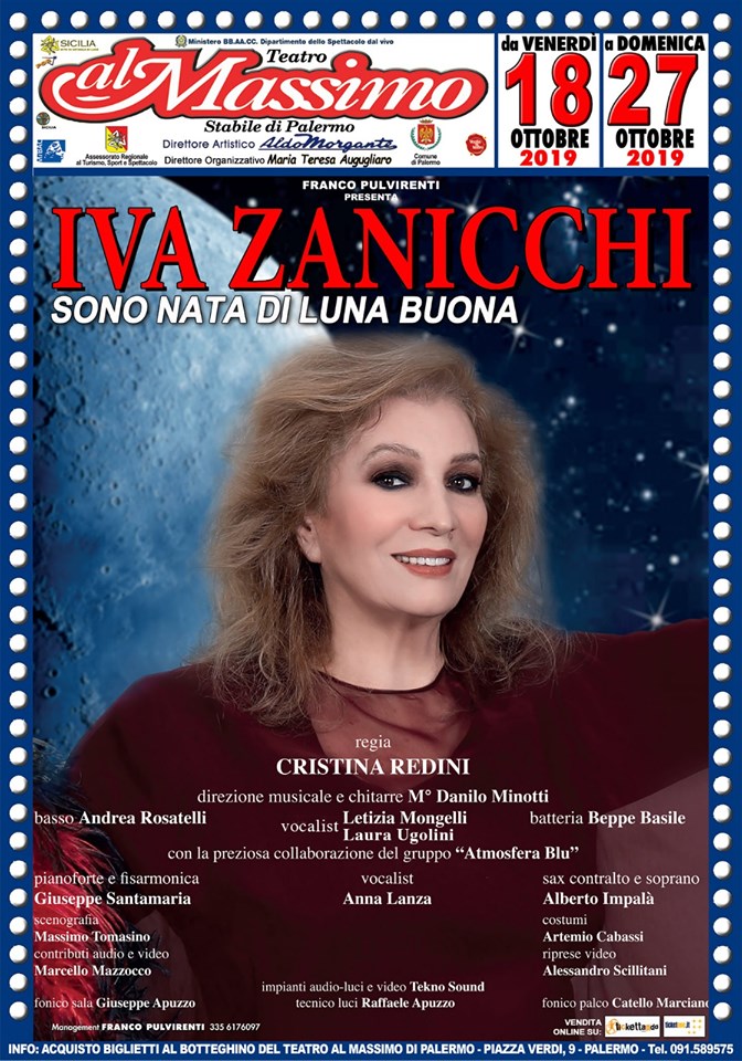 Musica. Iva Zanicchi in “Sono nata di Luna Buona” con il gruppo Atmosfera Blu “Al Massimo” di Palermo