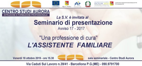 Barcellona PG. Seminario informativo “L’assistente Familiare” al ‘Centro Studi Aurora’