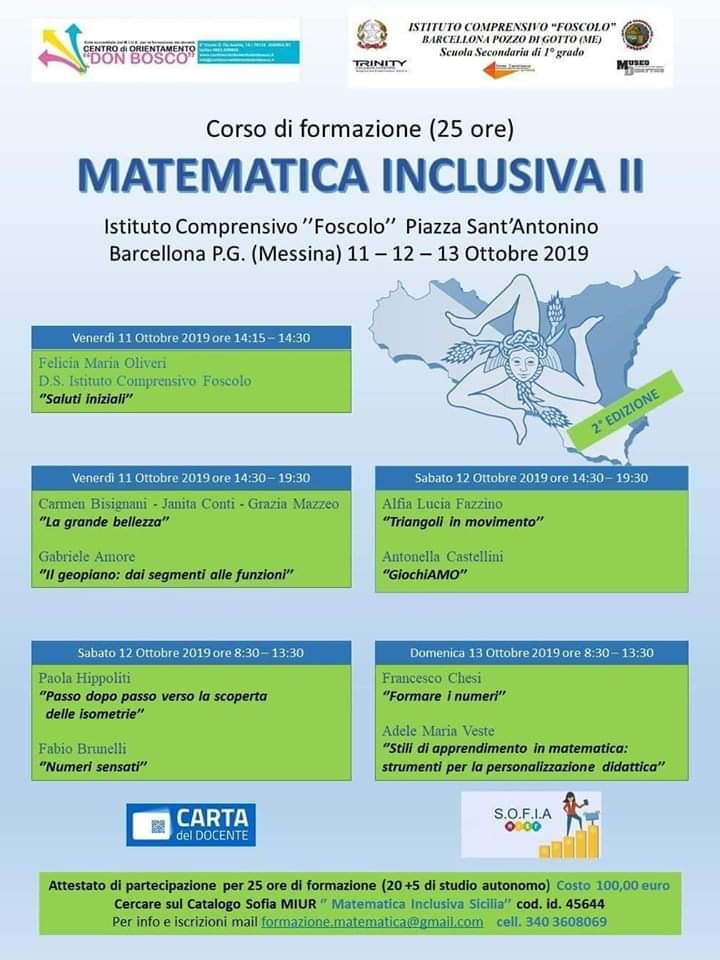 Barcellona PG. Il Corso di formazione “MATEMATICA INCLUSIVA 2 – SICILIA” al Museo Didattico “Foscolo”