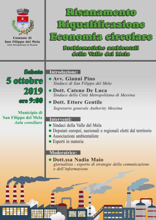 San Filippo Mela. Incontro su “Risanamento, Riqualificazione, Economia Circolare nella Valle del Mela”