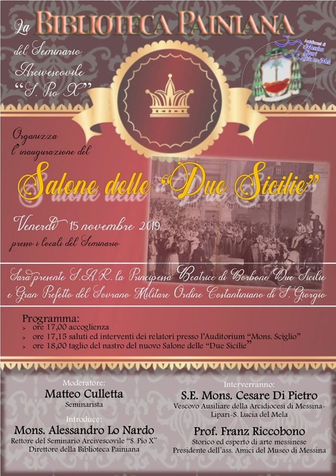 Inaugurazione Salone delle “Due Sicilie”. Seminario Arcivescovile San Pio X di Messina