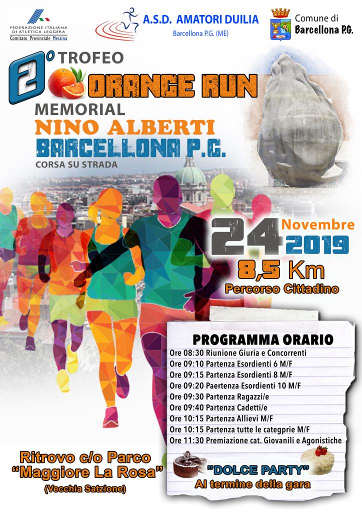 Barcellona P.G. II edizione trofeo “Orange Run” dedicato a Nino Alberti, all’insegna dello sport e dell’ambiente
