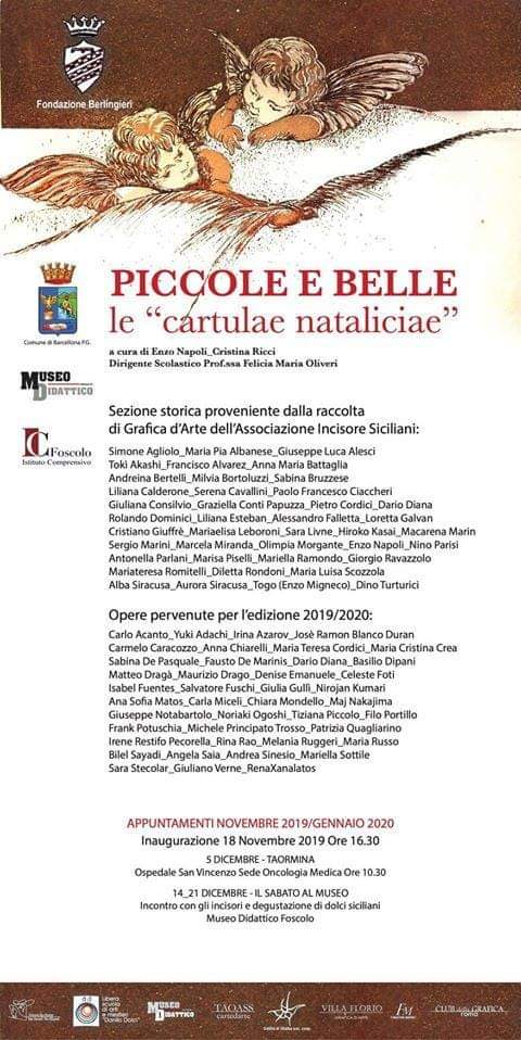 Barcellona PG. La mostra di incisioni “Piccole e Belle le Cartulae Nataliciae” al Museo Didattico “Foscolo” 