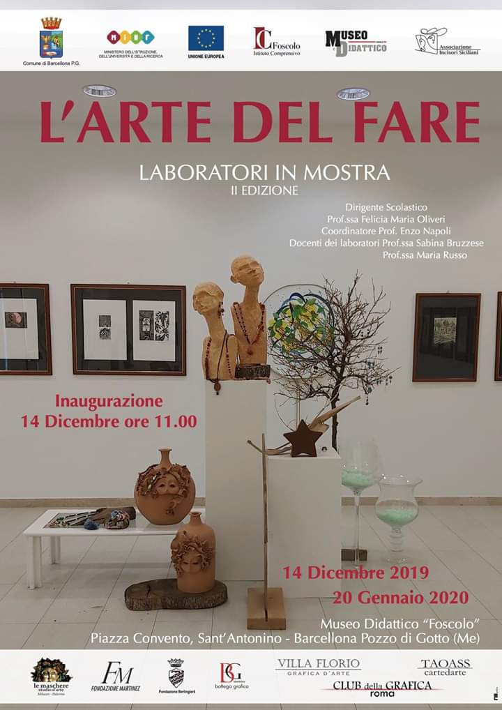 Barcellona PG. La II edizione dell’esposizione “L’Arte del Fare: Laboratori in Mostra” al Museo Didattico “Foscolo” 