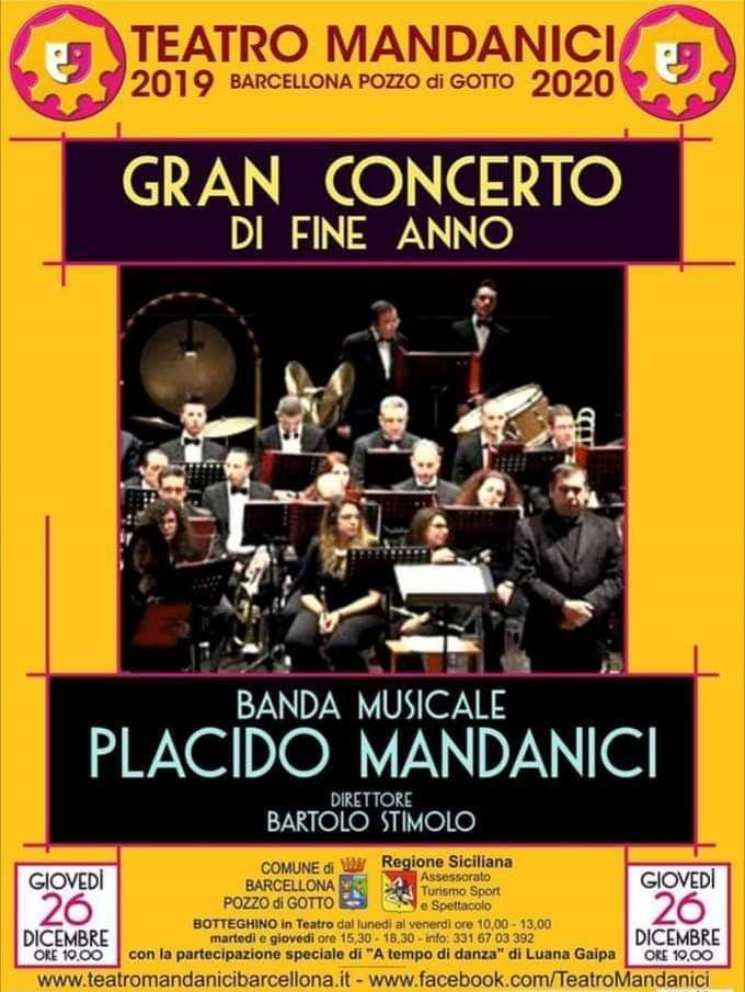 Barcellona PG. Il “Gran Concerto di Fine Anno” della Banda Musicale “Placido Mandanici”