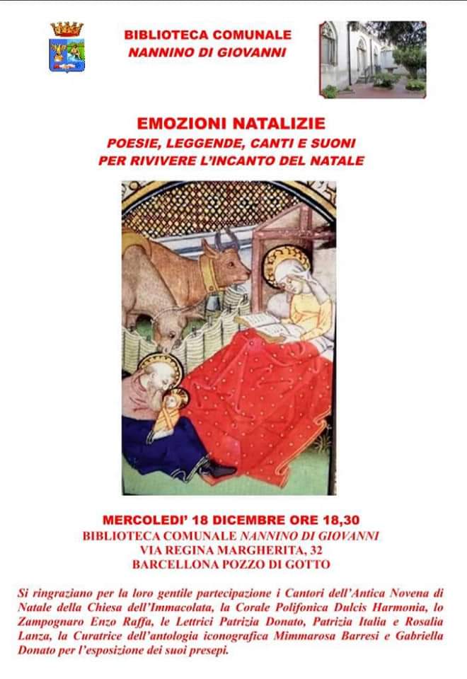 Barcellona PG. “Emozioni Natalizie” alla Biblioteca Comunale “Nannino Di Giovanni” 