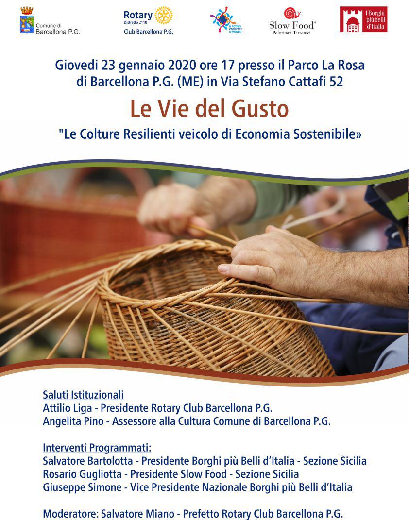Barcellona PG. “Le Vie del Gusto. Le culture resilienti, fonte di economia sostenibile”, incontro Rotary Club – Slow Food