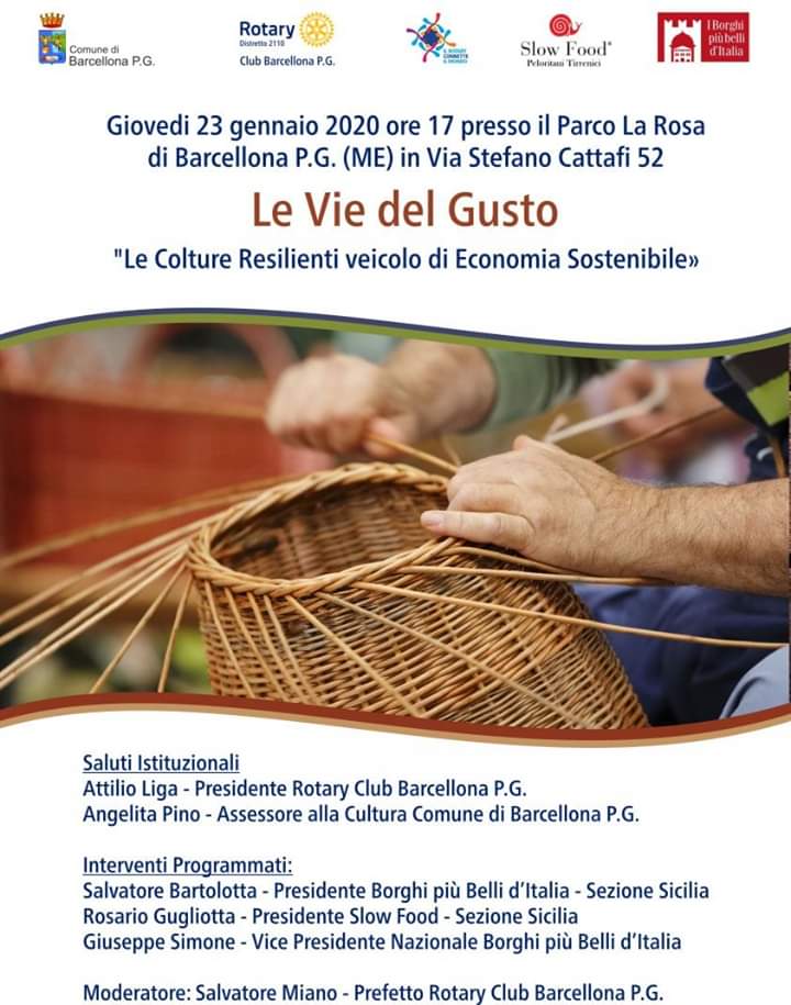 Barcellona PG. L’incontro “Le Vie del Gusto”. “Le Colture Resilienti veicolo di Economia Sostenibile” al Parco “Maggiore La Rosa” 