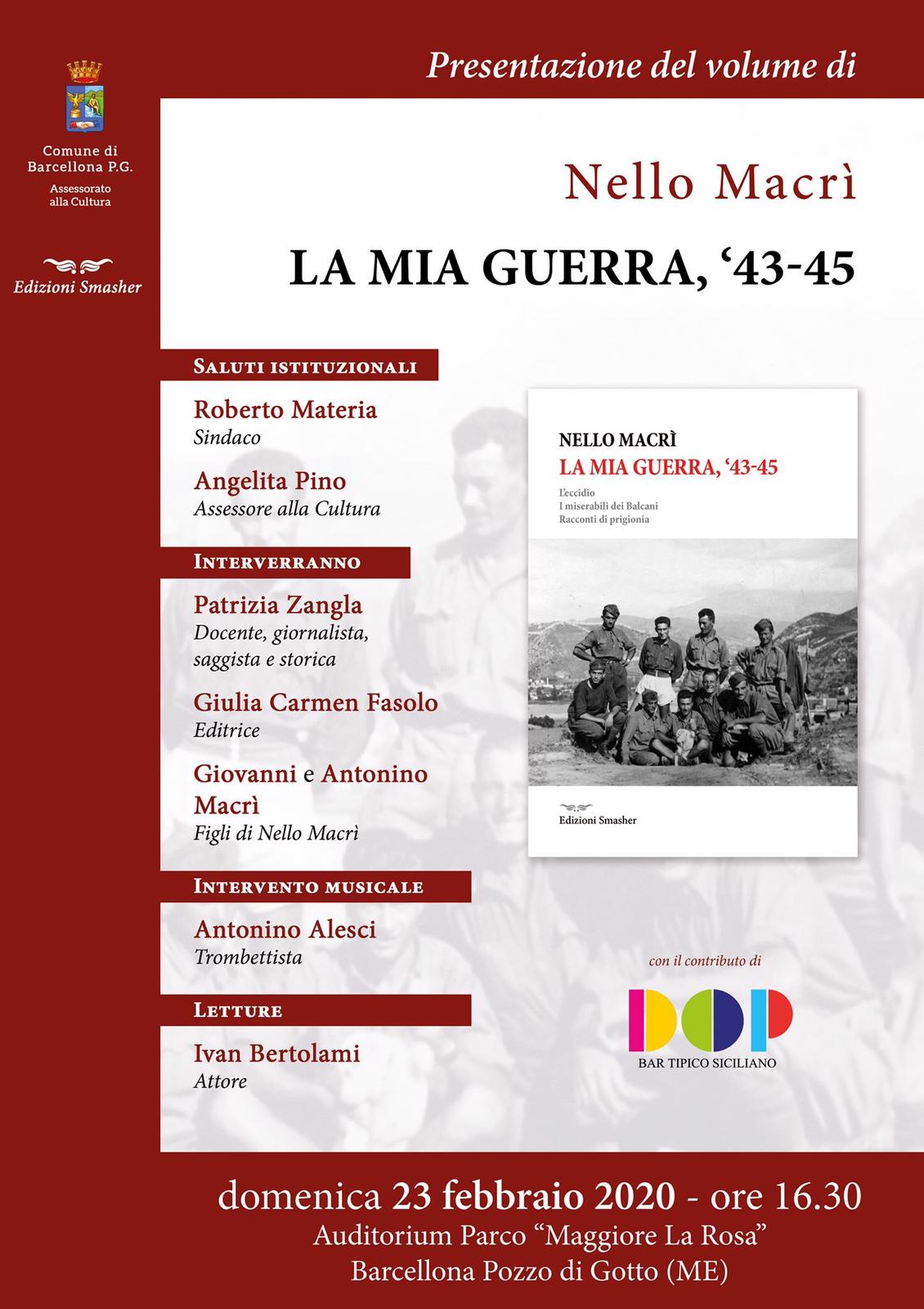 Barcellona PG. La presentazione manoscritto “La mia guerra ‘43-45” del padre del Dott. Giovanni Macrì
