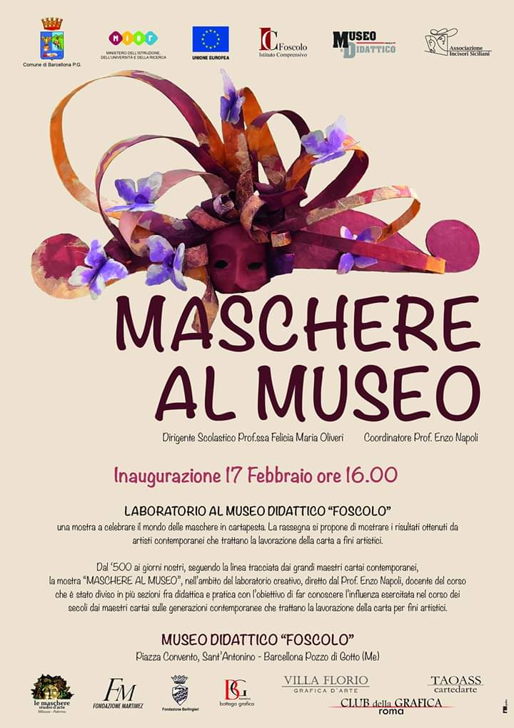 Barcellona PG. La Mostra “Maschere al Museo” al Didattico “Foscolo” 