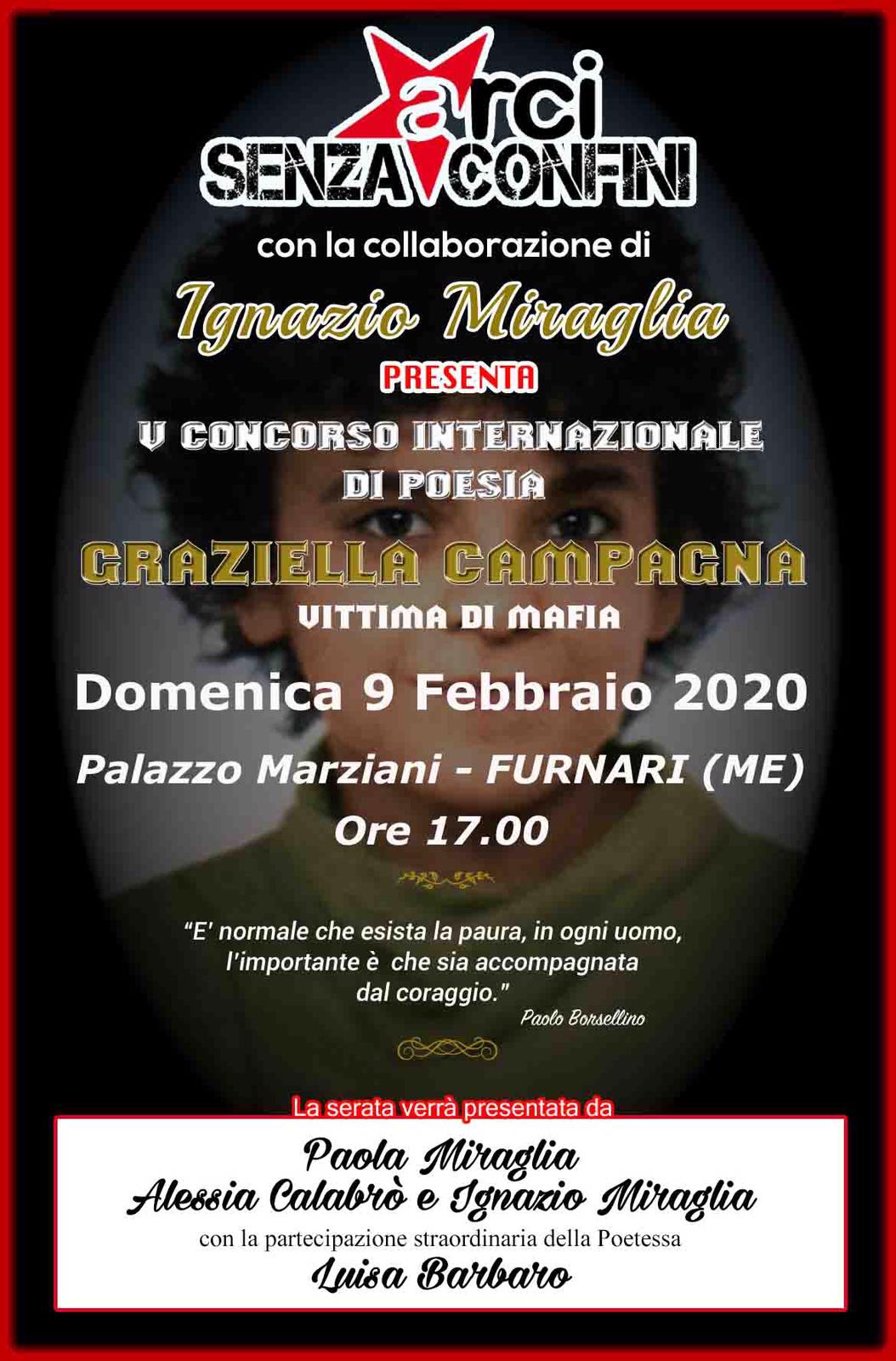 Furnari. La Cerimonia di Premiazione del 5° Concorso Internazionale di Poesia “Graziella Campagna “Vittima di mafia”