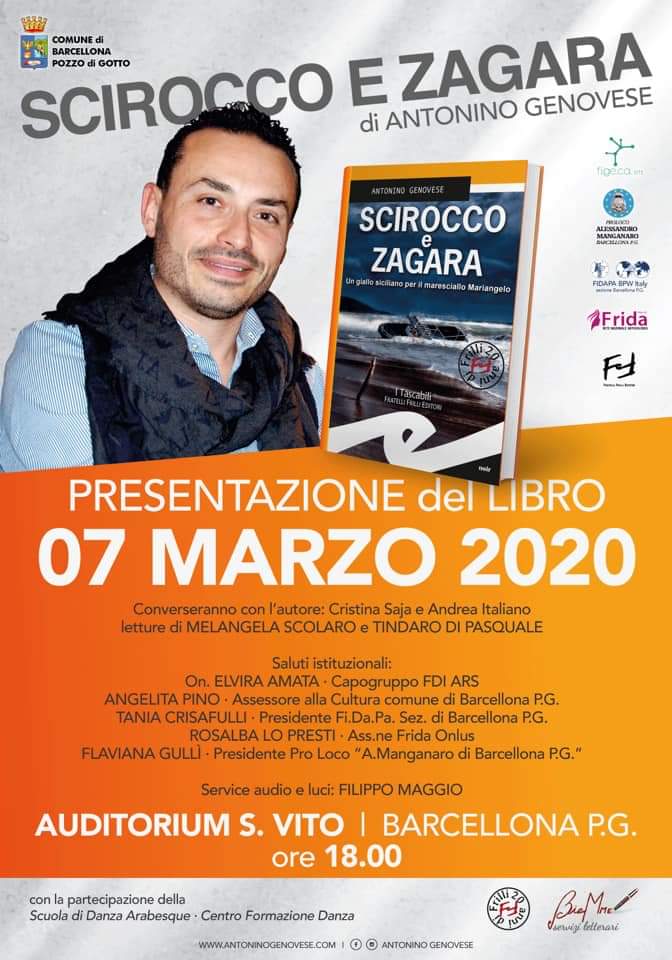 Barcellona PG. Antonino Genovese presenta il suo nuovo libro “Scirocco e Zagara” all’Auditorium San Vito