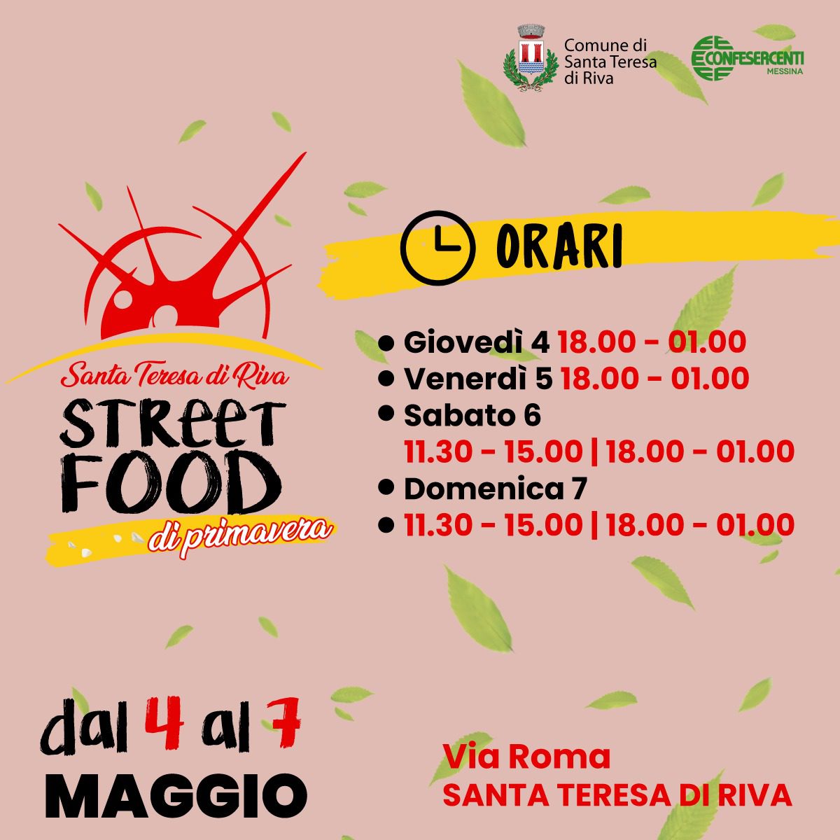 A Santa Teresa di Riva fiorisce lo Street Food di primavera, kermesse di  gastronomia e musica | OraWebTv