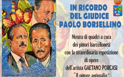 Barcellona PG. Mostra “In Ricordo del Giudice Paolo Borsellino” dell’artista Gaetano Porcasi insieme a pittori barcellonesi
