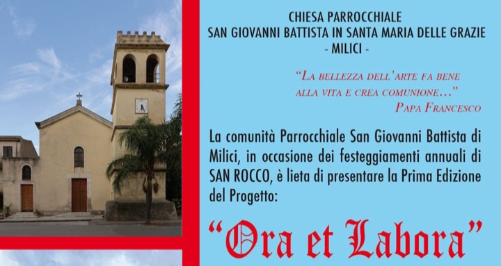 A Milici la I^ edizione del progetto “Ora et Labora” per la Festa di San Rocco 2023