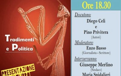 Saponara. “Tradimenti e Politica” all’aula consiliare: presentazione del saggio di Celi e Privitera