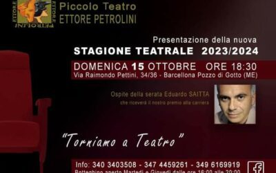 Barcellona PG.  La presentazione della Stagione Teatrale 2023/2024 al Piccolo Teatro Petrolini con il noto attore e cabarettista Eduardo Saitta