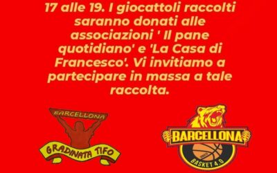Barcellona PG. Basket, raccolta giocattoli nelle gare Sala Consilina e Fortitudo Messina: “Piccolo gesto per un grande sorriso”