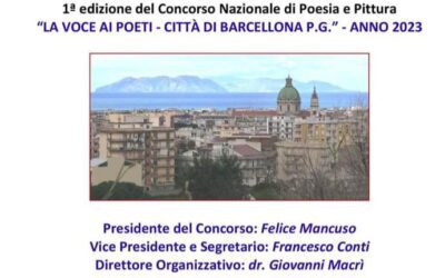 Barcellona PG. La 1ª Edizione del Concorso Nazionale di Poesia e Pittura “La Voce ai Poeti, Città di Barcellona P.G.”. Adesioni entro il 31 dicembre 2023