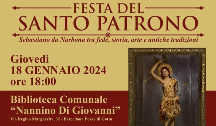 Barcellona PG. Evento in onore di San Sebastiano alla Biblioteca Comunale “Nannino Di Giovanni”