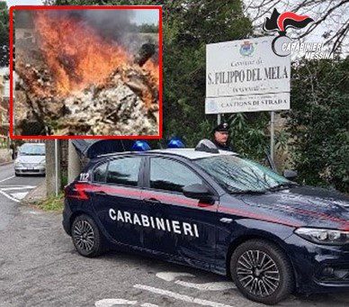 San Filippo del Mela. Da fuoco a cumulo di rifiuti: in fiamme due auto in sosta, 30enne arrestato
