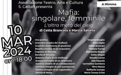 Barcellona PG “Mafia: Singolare, Femminile” di Cetta Brancato e Marzia Sabella al Teatro “Vittorio Currò” dell’Oratorio Salesiano 