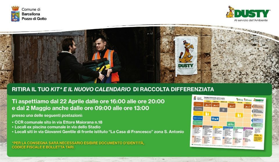 Barcellona PG. Raccolta differenziata, al via la distribuzione gratuita dei kit