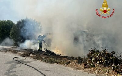Barcellona PG. Incendio di sterpaglie in uno stabilimento in via Milite Ignoto