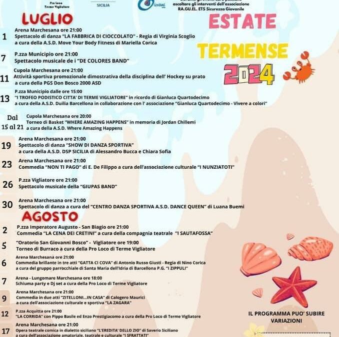 Terme Vigliatore. L’Amministrazione presenta il cartellone “Estate Termense 2024” tra sport, cultura, ballo, cabaret e musica