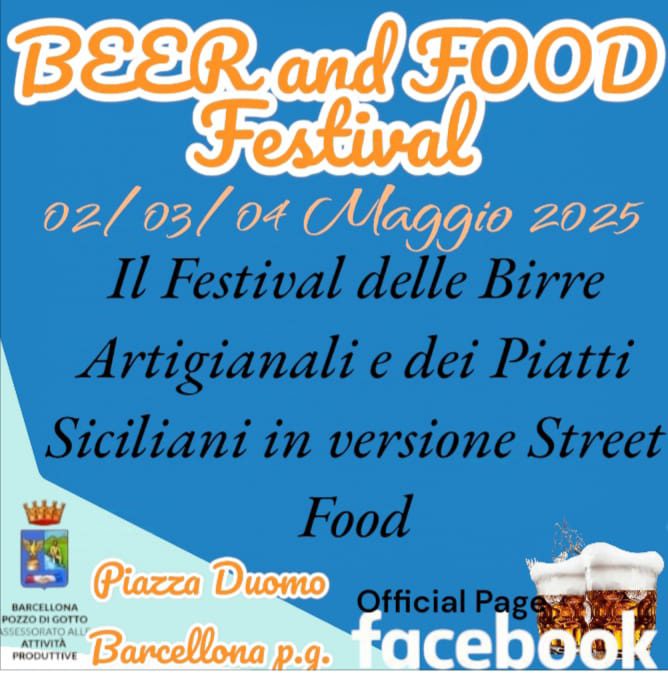 Barcellona PG. “Beer and Food Festival” dal 2 al 4 maggio in Piazza Duomo tra birre artigianali, specialità tipiche e divertimento