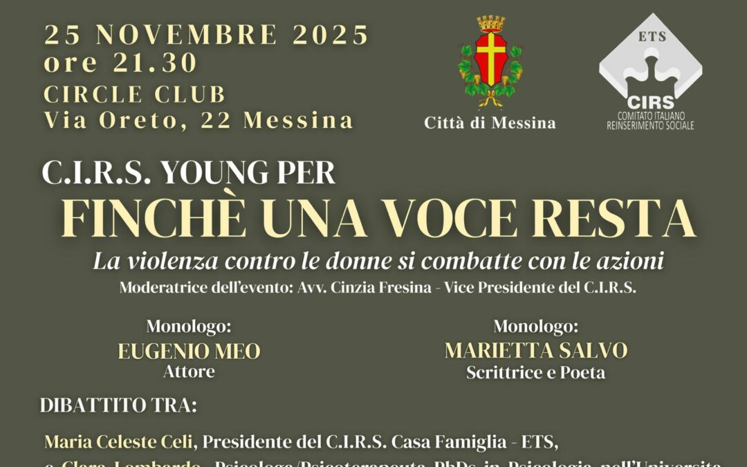 “Finché una voce resta – La violenza contro le donne si combatte con le azioni” al Circle Club di Messina
