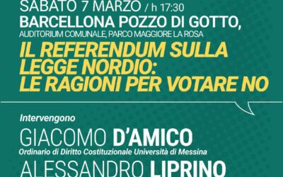 Barcellona PG. Incontro sulle ragioni del ‘No al referendum’ al Parco Maggiore La Rosa