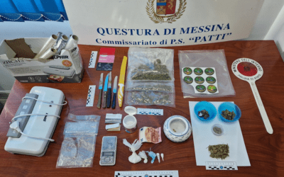 Patti. Controlli straordinari, pusher arrestato in flagranza di reato: sequestrati 125 grammi di cannabinoidi e 10 grammi di cocaina