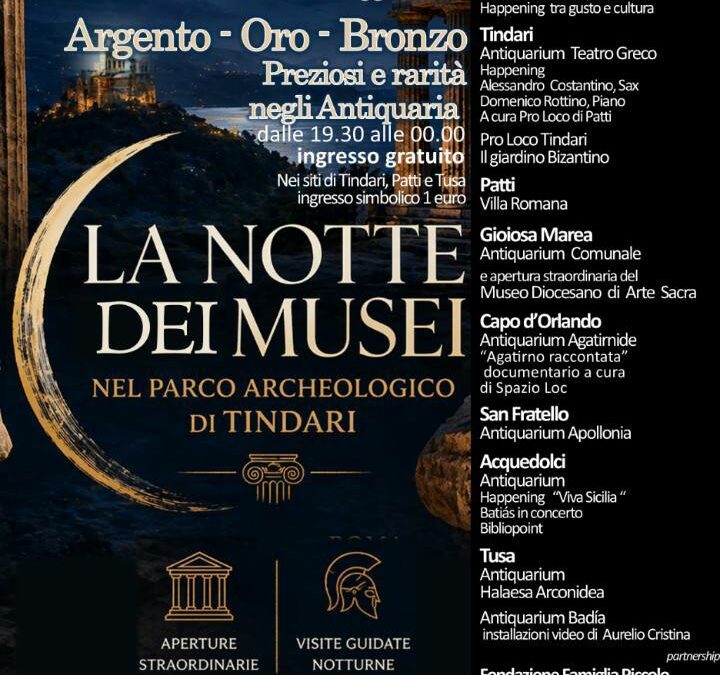 La ‘Notte dei Musei’ nel Parco Archeologico di Tindari, aperture straordinarie sabato 23 Maggio