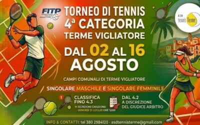 Terme Vigliatore al centro del tennis estivo: al via il Torneo di 4ª Categoria dell’ASD Tennis Terme