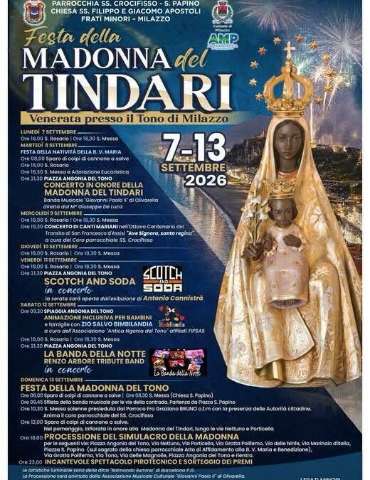 Milazzo. Via alla festa della Madonna del Tindari dal 7 al 13 settembre. Al Castello torna la grande musica da camera: “Milazzo chamber music festival 2026”